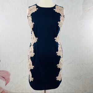 Fifth & Park knit sheath dress with cream lace